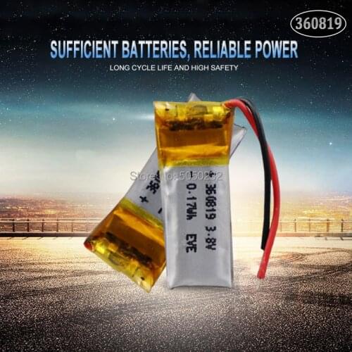 2pc 3.7v 50mah 360819 Lithium Polymer LiPo Rechargeable Battery li ion li-polymer For DIY Mp3 bluetooth Recorder headphone