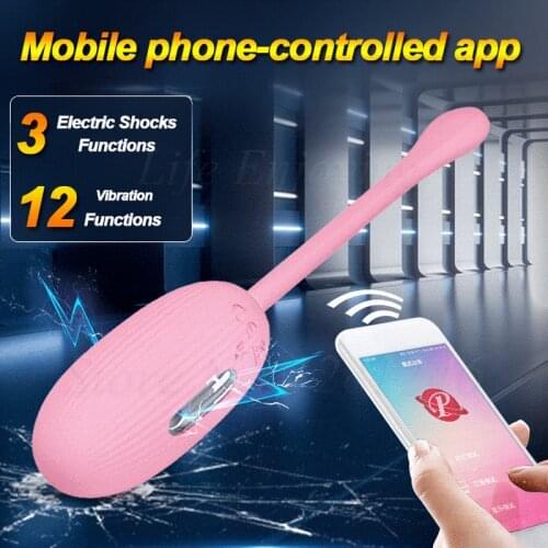 Mobile APP Control 12 Vibration 3 Electric Shock Vibrating Egg Vagina Kegel Ball Clitoral G Spot Vibrators Sex Toys For Couples