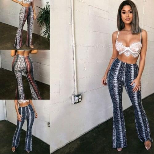 Printed high-rise fashion womens trousers
