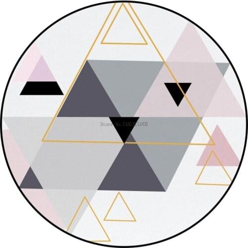 Fashion Simple Nordic Triangle Gray Pink Round Bedroom Living Room Crystal Velvet Carpet Floor Mat