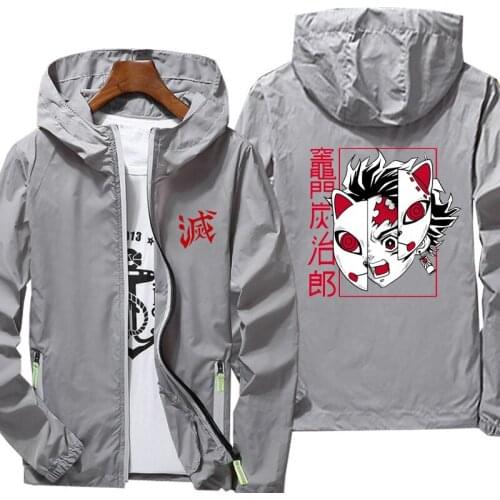 Demon Slayer Kimetsu No Yaiba jacket for men and women fashion windbreaker zipper thin hooded mens jacket