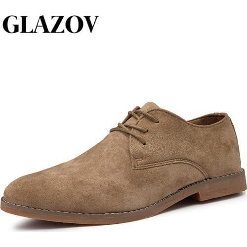 GLAZOV Brand New Plus Size 39-46 Oxford Men Shoes High Quality Suede Spring Autumn Casual Men Leather Shoes Male Dress Shoes