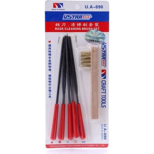 U-STAR UA-690 6 in 1 File Kit With Metal File Cleaning Brush 5 pcs File + 1 Brush Modeling Tool