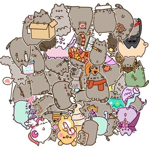 50pcs Cute Cat Stickers For Notebook Laptop Helmet Stationery Notepad Sticker Aesthetic Scrapbooking Material Craft Supplies