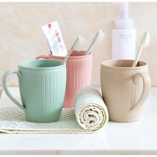 2020 New Fashion Creative Wheat Color Couple Drinking Water Cup Mouth Brushing Tooth Cup