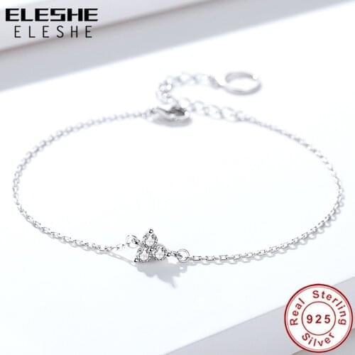 New Arrival 100% 925 Sterling Silver CZ Triangle Lotus Chain Bracelet for Women Wedding Engagement Jewelry Gift