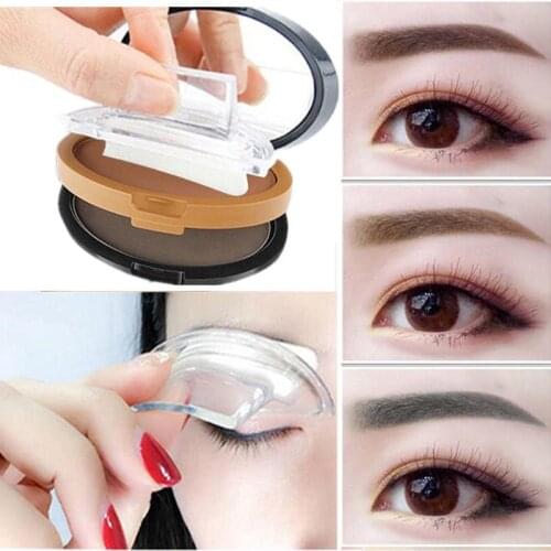 New 2021 Eyebrow Shadow Set Eyebrow Powder Seal Waterproof Eyebrow Stamp Natural Shape Brow Stamp Powder Quick Makeup Kit Set