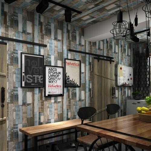 Beibehang wood grain wallpaper retro new Chinese retro living room bedroom wallpaper personalized clothing store cafe restauran