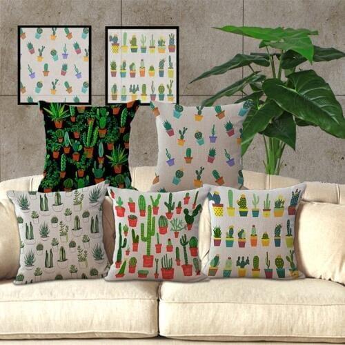 Wholesale 1 piece Cartoon cactus Pattern Seat pillow cover pillowcase Decorative Home Chair Throw Pillows Case 45*45cm P1013