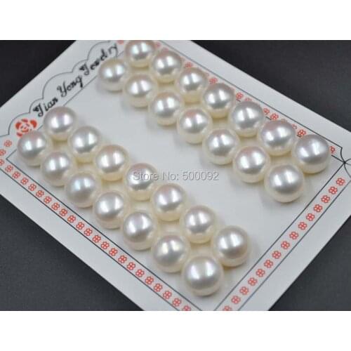 Wholesale 28 pcs 12mm white freshwater button pearl half drilled