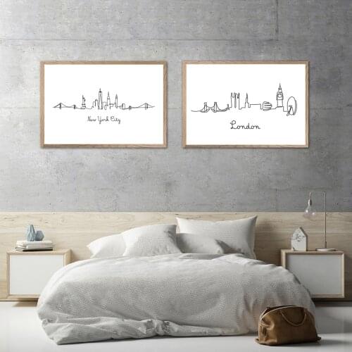 City London New York Line Drawing Poster Nordic Black White Print Canvas Painting Wall Minimalist Art Picture Home Decoration