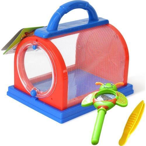 Portable Kids Insect Bug Cage With Tweezers Magnifier Backyard Outdoor Scientific Exploration Critter Educational Toy