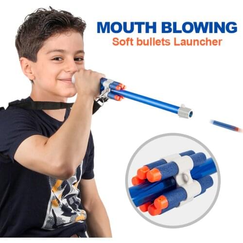 Mouth blowing Soft Bullet Launcher for Nerf N-Strike Elite/Mega/Rival Series for Children Gifts Suitable for Nerf Toy Gun