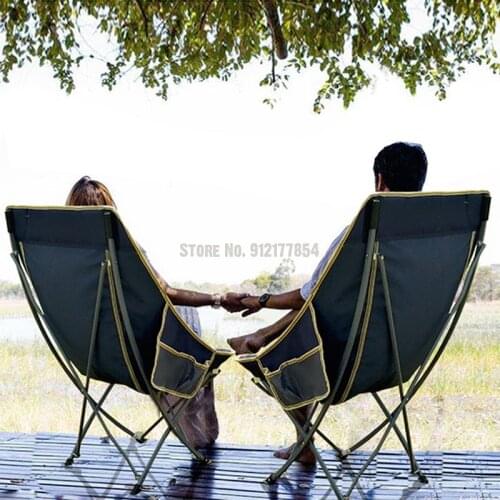 Folding Chair Outdoor Portable Fishing Chair Stool Leisure Back Reclining Chair Beach Moon Chair Camping Table Chair Bench