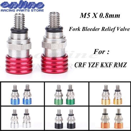 Fork Air Bleeder Relief Valve M5 0.8MM Motorcycle Motocross Fit CR CRF YZ YZF WRF KX KXF RMZ 85 125 250 450