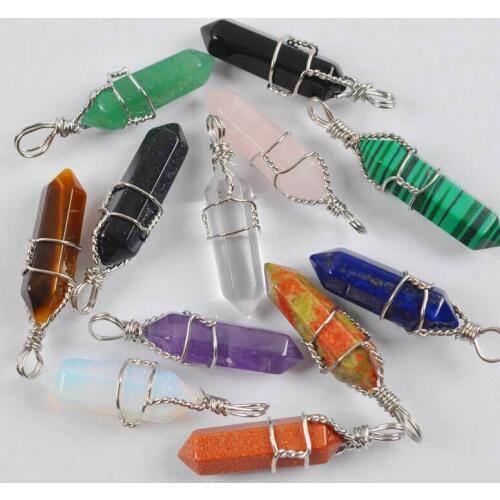 Mixed Stone Unakite Epidote/Quartz/Sandstone/Tigereye/Opal/Carnelian/Lapis/Rhodonite Pendant Jewelry (12 pcs/lot) S2000