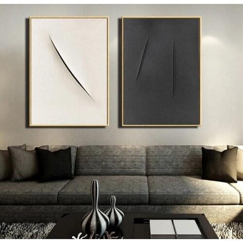 Haochu Abstract Modern Wall Poster Canvas Painting White Black Base Unique Pictures For Home Hotel Corridor Wall Decor