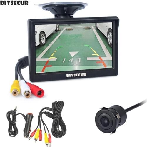 DIYSECUR 5" TFT LCD Display HD Car Monitor Waterproof 18.5mm HD Rear View Car Camera CMOS 7090