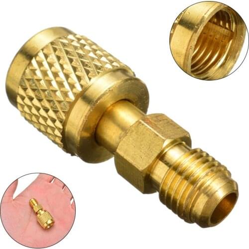 1pc 1/4" R410A Brass Refrigerant Adapter Male To 5/16" Female SAE Charging Hose Pump For R410a Mini Split Air Conditioners