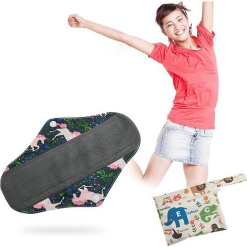 1Pcs Washable Sanitary Towels Menstrual Pad Reusable Bamboo Charcoal Women Napkins Feminine Hygiene Product Period Cloth Pads