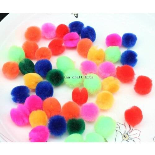 1000pcs 3/4" mini small colorful neon rainbow color 20mm Acrylic shiny Craft Pom Poms - Ball mix color