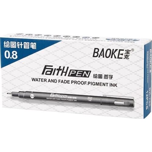 12 Baoke Needle Pen BK700 Drawing Pen 0.8mm Comic Design Marker Sketch Pen Drawing Pen Hook Line Pen Office Supplies
