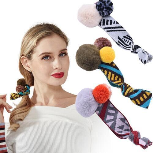 120pcs/lot DIY Simple Multi Fuzzy Ball Beading Elasticity Hair Band Leopard Rubber Band Hair Styling Tools Accessories HA1341