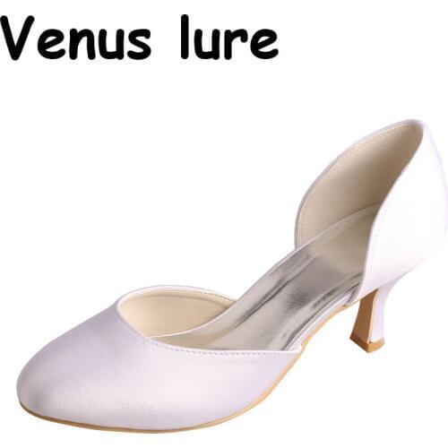 23 Colors 6.5CM Heel Wedding Closed Toes Shoes for Bride White Color