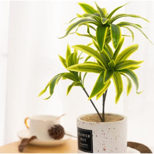 33cm Tropical Artificial Bonsai Plants Real Touch Magnolia Leaves Green Plants Branches Fake Plastic Tree Foliage For Home Decor