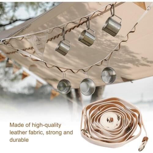 5.3m Multipurpose Outdoor Clothesline Foldable Washing Line Durable Leather Camping Rope Colthesline With Belt Buckle Kindly