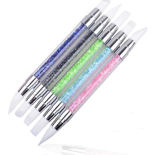 5 Models Dual-ended 2 Ways Silicone Nail Art Sculpture Pen 3D Carving DIY Glitter Powder Liquid Manicure Dotting Brush