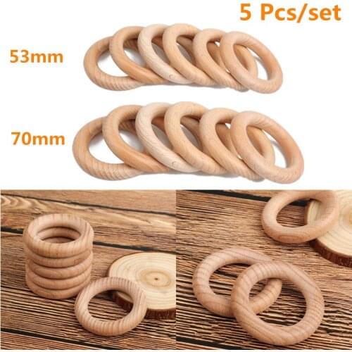 53mm/70mm BPA Free Beech Wooden Baby Teething Rings Wooden Baby Teethers Baby Accessories For Baby Necklace Bracelet Making