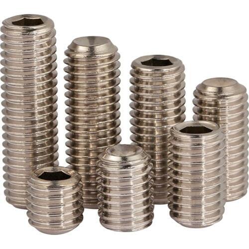 50Pcs M2.5 M3 M4 M5 Grade 12.9 Allen Head Cup Point Hex Socket Set Screw Grub Screw Nickel Plated Length 2/2.5/3/3.5/4/5/6-16mm