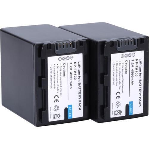 2* 4500mAh NP-FH100 NP FH100 Battery / Batteries For SONY NP-FH70 FH50 FH30 DCR-SX40 SX40R Free shipping