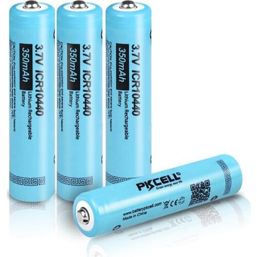 4PCS PKCELL ICR 10440 AAA lithium battery 350MAH 3.7v li-ion AAA rechargeable batteries button top flashlight electronic machine