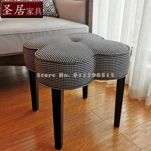 American solid wood living room houndstooth shoe changing sofa foot cloakroom dressing low stool household piano bed end stool