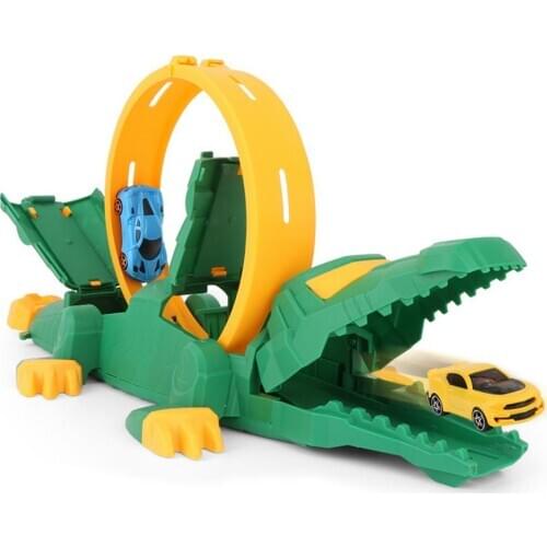 Inertia Car Track Toy Set Crocodile Racing Loop Race Play Set A Booster And 2 Cars Perfect For Begin A Race With Friends