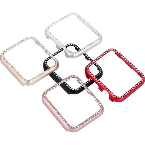 Bling Diamond Bumper Case For Apple Watch Cover Series 5 4 3 2 1 38mm 42mm 40mm 44mm Case For iWatch Aluminum Metal Cover