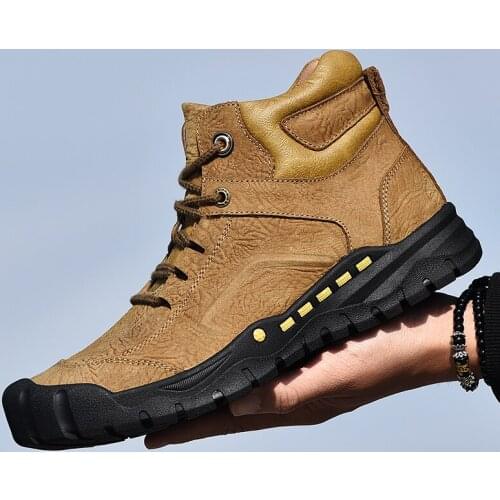 Brand Fashion Outdoor Boots Warm Comfortable High Top Hiking Shoes Soft Botas Hombre High Quality Genuine Leather Casual Boots