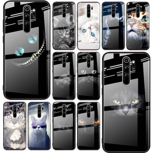 Tempered Glass Cover Black Cat Staring Eyes For Xiaomi Redmi Note 10 10S 9T 9S 9 8T 8 7 5G Pro Max Shockproof Phone Case
