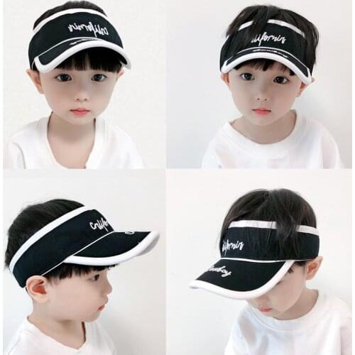 Childrens empty top hat summer letter embroidery sunshade sun hat boys and girls sports capless baseball cap baby sun hat
