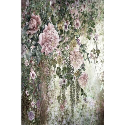 Oil Drawing Flowers Photographic Backdrop Computer Printed Background for Children Baby Shower Portrait Photoshoot Photo Studio
