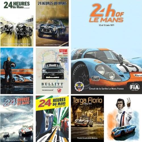24 Hours of Le Mans Classic Poster on Canvas Poster Nordic Painting Wall Art Picture Cuadros for Living Room Home Decor