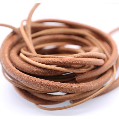 4mm diameter cowhide rope round leather cord knife knife rope handle hand-rope - natural color