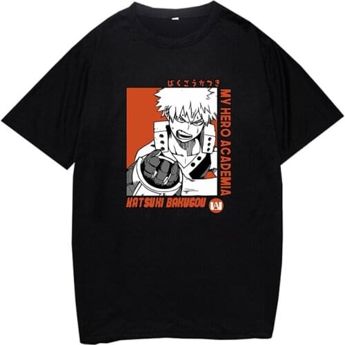 Summer Men Casual T-Shirt My Hero Academia Anime Printed 90s Bakugou Katsuki Fashion Funny Tops Size XS-4XL