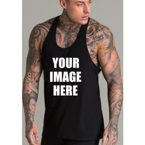 Custom 95% Cotton Logo Printed Gym Training Tank Top Men