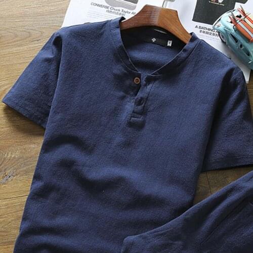 2021 Summer Men Tracksuit Plus Siz Solid Color V Neck Short Sleeve T-shirt Drawstring Pockets Shorts Casual Fitness Sweatsuit