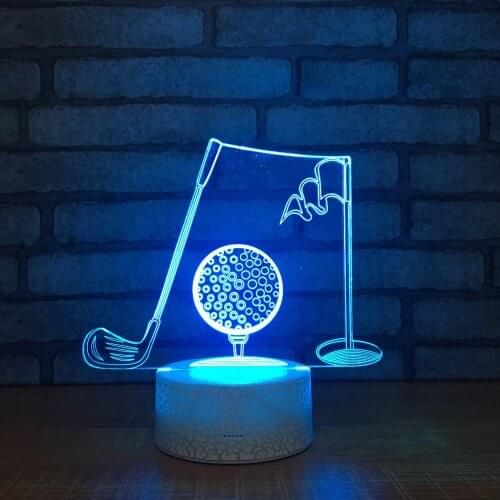 3D Illusion Night Light Colorful Golf Set USB LED Table Desk Lamp for Kids Bedroom Decor Creative Gift
