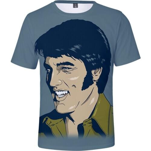 New Elvis Presley 3DT Shirt Men and Women Comfortable Hot Casual 3D Gray Tops Summer Pop Mens Womens Short Sleeve
