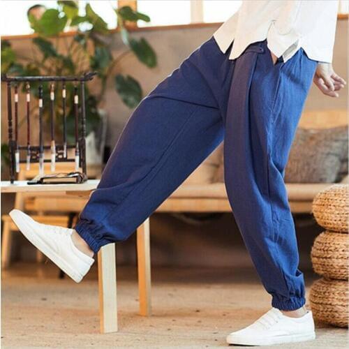 2020 New Arrival Autumn Elastic Strap Harem Pants Wide Leg Trousers Casual Loose Mens clothing Trousers Plus Size M-7XL